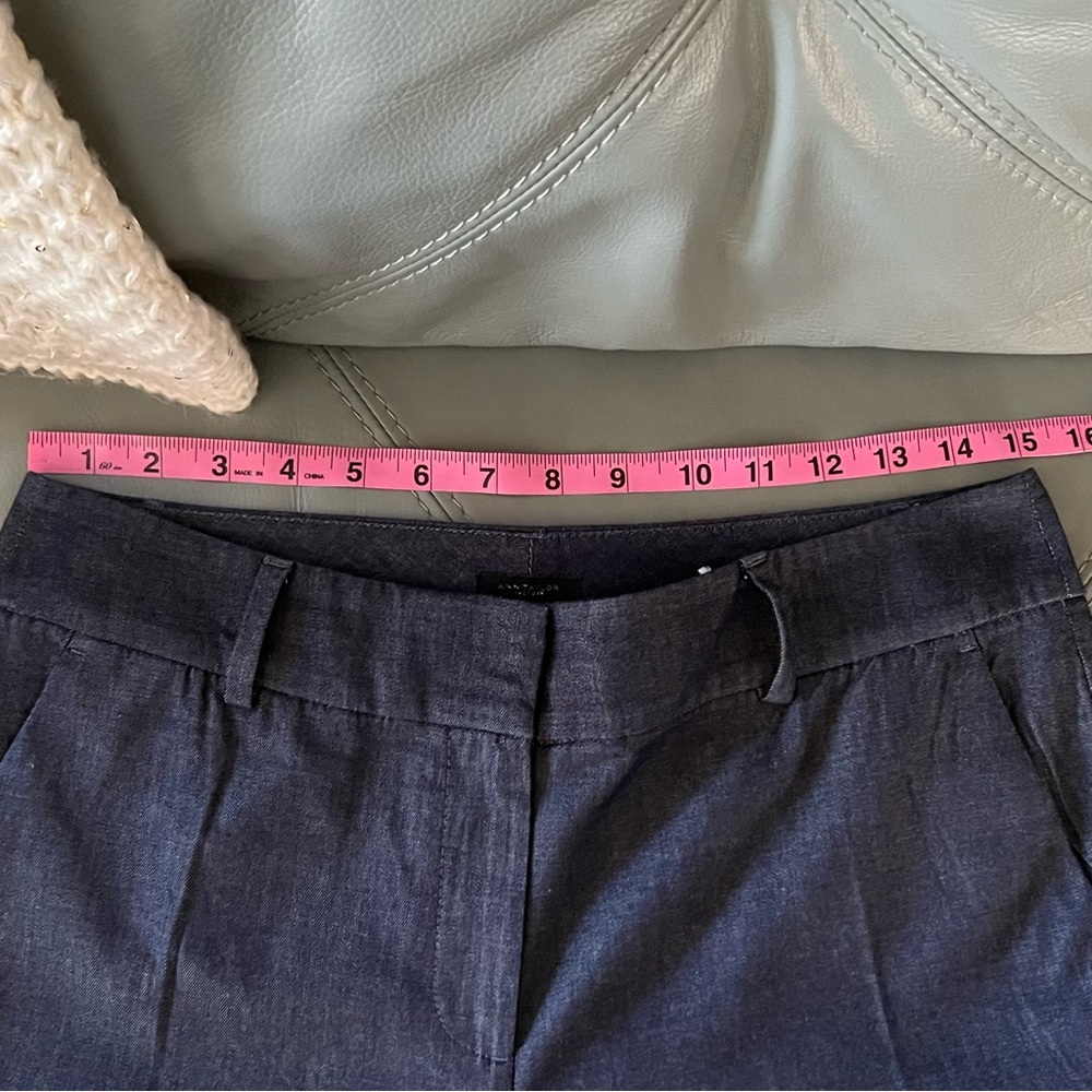 NWOT Gorgeous Pleated ANN TAYLOR Factory DARK CHAMBRAY CROPPED Ankle TROUSERS 4 - Picture 9 of 14